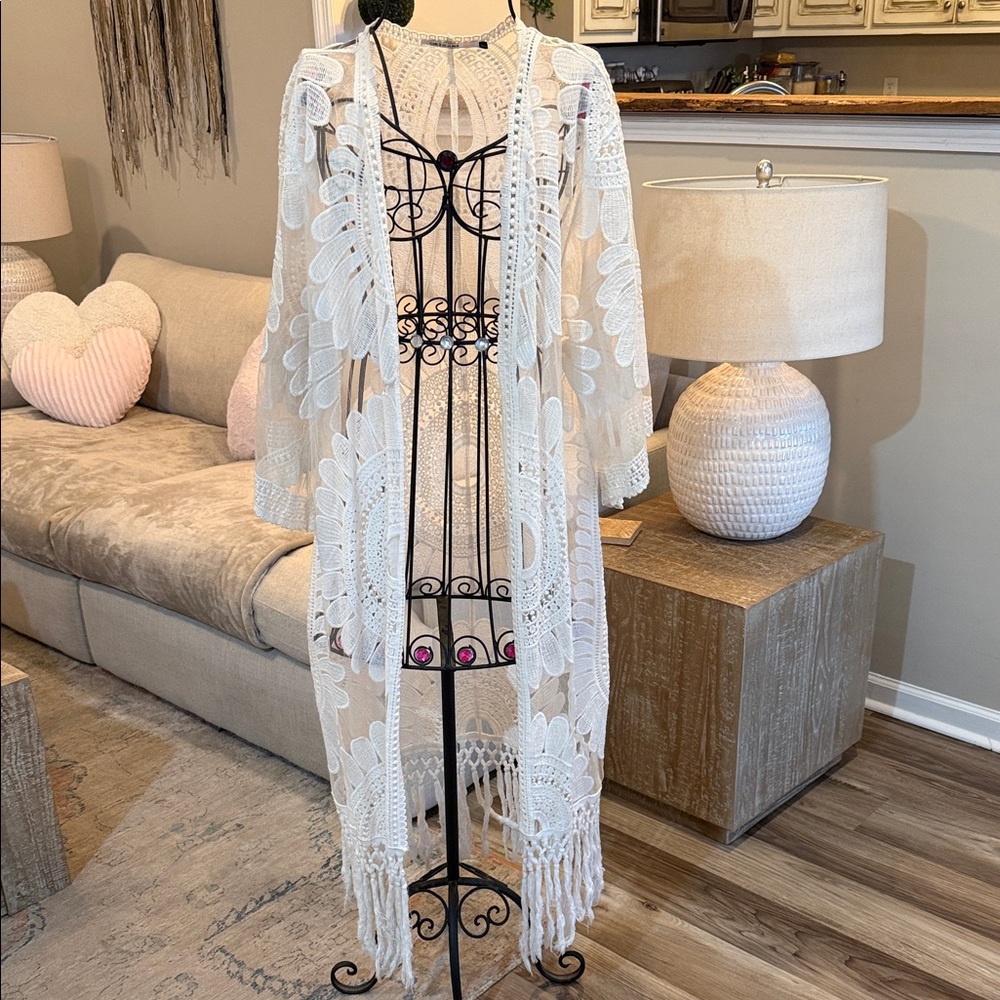 Origami by Vivien White Lace Kimono